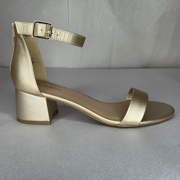 Style & Co. Shoes - NWOT Style & Co Women's Janiee Ankle-Strap Platino Block-Heel Sandals